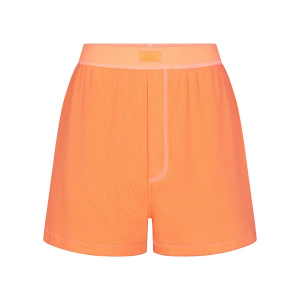 Skims Cotton Rib Loose Boxer in Apricot